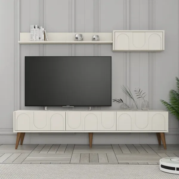 TV skrinka / Obývacia stena Lyon 2 - Cream, Walnut