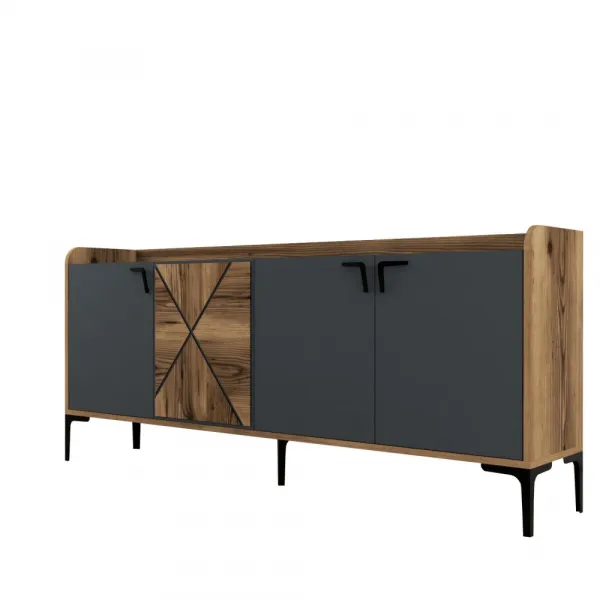 Konzolový stolík Venedik - Walnut, Anthracite