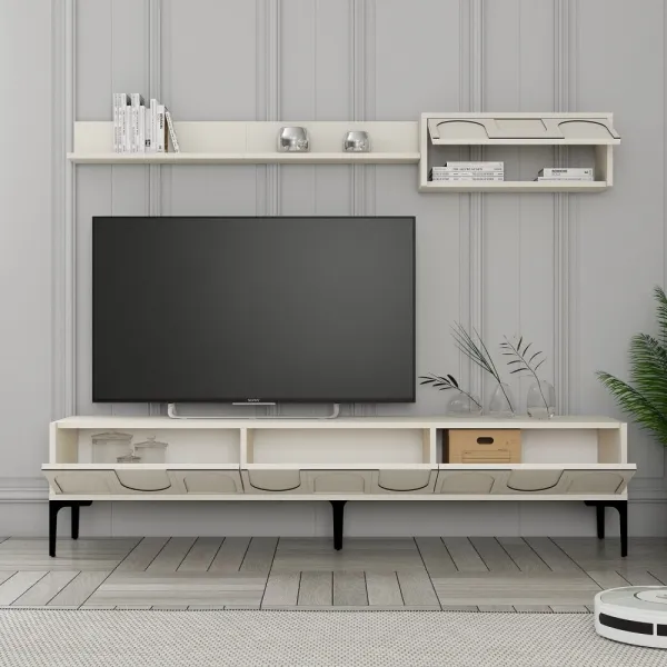 TV skrinka / Obývacia stena Lyon 2 - Cream, Black