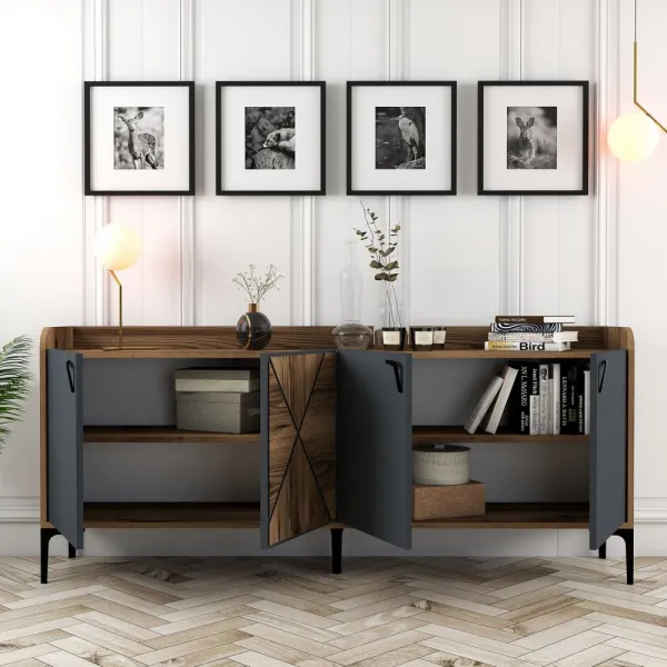Konzolový stolík Venedik - Walnut, Anthracite