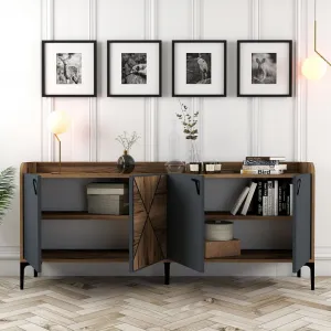 Konzolový stolík Venedik - Walnut, Anthracite