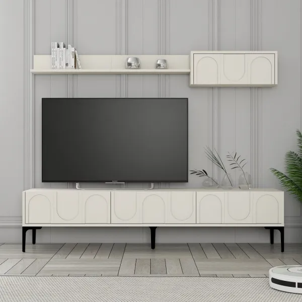 TV skrinka / Obývacia stena Lyon 2 - Cream, Black