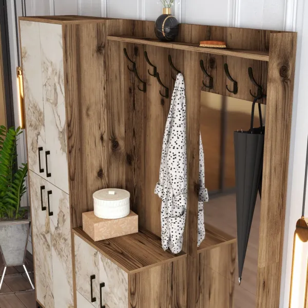 Predsieňová stena Berlin ABC - Walnut, White Marble
