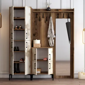 Predsieňová stena Berlin ABC - Walnut, White Marble