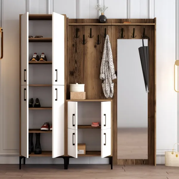 Predsieňová stena Berlin ABC - Walnut, White
