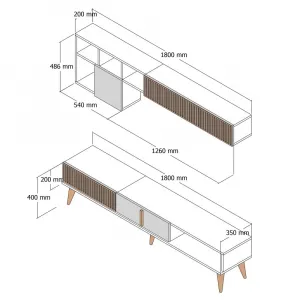 TV skrinka / Obývacia stena Milan - Walnut, Travertine