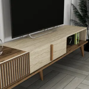 TV skrinka / Obývacia stena Milan - Walnut, Travertine