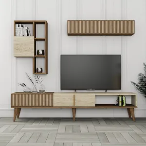 TV skrinka / Obývacia stena Milan - Walnut, Travertine