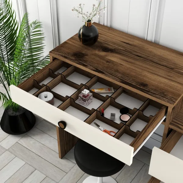 Toaletný stolík Lizbon 554 - Walnut, Cream