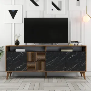 Konzolový stolík Milan - Walnut, Black Marble