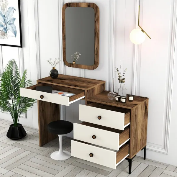 Toaletný stolík Lizbon 547 - Walnut, Cream