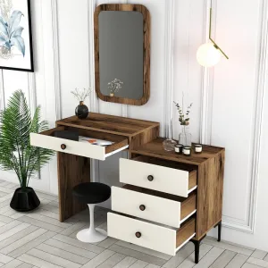 Toaletný stolík Lizbon 547 - Walnut, Cream