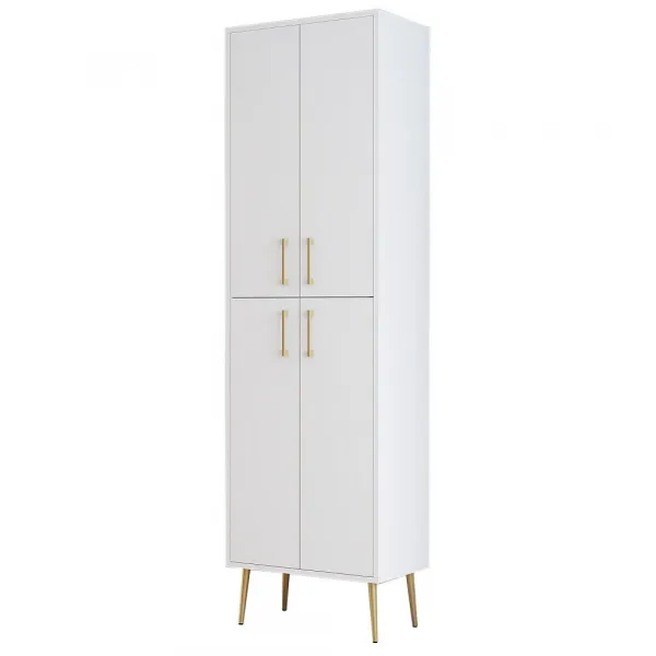 Skrinka na topánky / Botník Berlin A - White, Gold