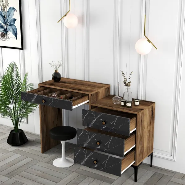 Toaletný stolík Lizbon 555 - Walnut, Black