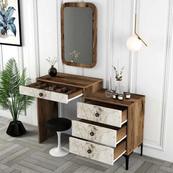 Toaletný stolík Lizbon 545 - Walnut, White