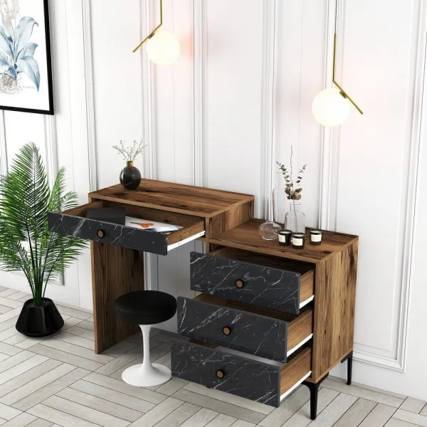 Toaletný stolík Lizbon 555 - Walnut, Black