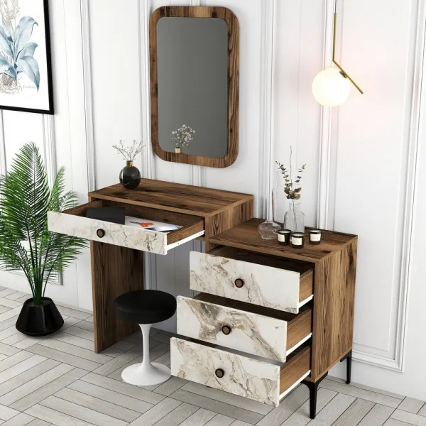 Toaletný stolík Lizbon 545 - Walnut, White