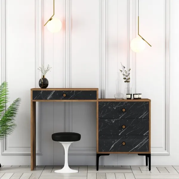 Toaletný stolík Lizbon 555 - Walnut, Black