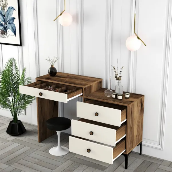 Toaletný stolík Lizbon 554 - Walnut, Cream