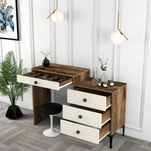 Toaletný stolík Lizbon 554 - Walnut, Cream