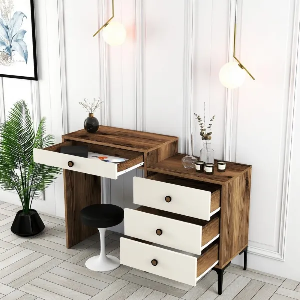 Toaletný stolík Lizbon 554 - Walnut, Cream