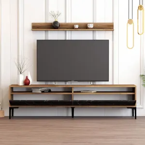 TV skrinka / Obývacia stena Istanbul - Walnut, Black Marble