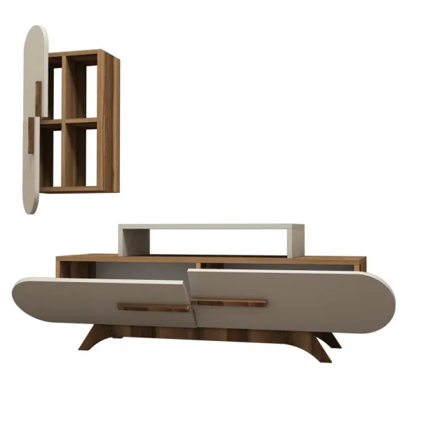 TV skrinka / Obývacia stena Rose S - Walnut, Cream