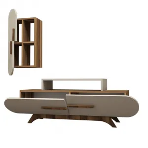 TV skrinka / Obývacia stena Rose S - Walnut, Cream