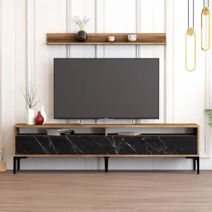 TV skrinka / Obývacia stena Istanbul - Walnut, Black Marble