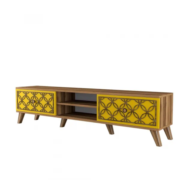 TV stolík Class - Walnut, Yellow