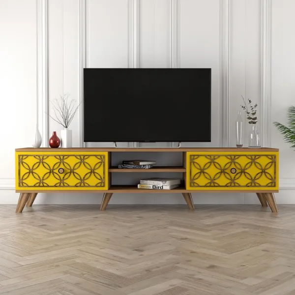 TV stolík Class - Walnut, Yellow
