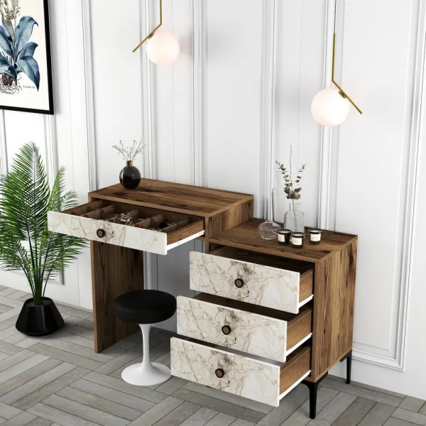 Toaletný stolík Lizbon 552 - Walnut, White