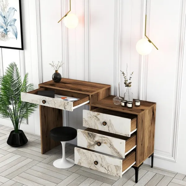 Toaletný stolík Lizbon 552 - Walnut, White