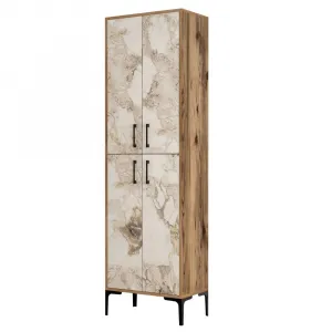 Skrinka na topánky / Botník Berlin A - Walnut, White Marble