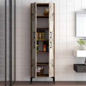 Viacúčelová skrinka Berlin A - Walnut, White Marble