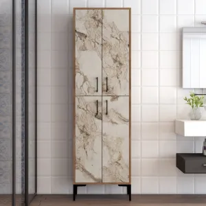 Viacúčelová skrinka Berlin A - Walnut, White Marble