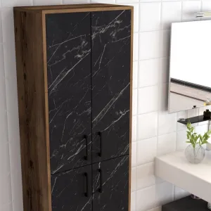 Viacúčelová skrinka Berlin A - Walnut, Black Marble
