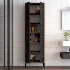 Viacúčelová skrinka Berlin A - Walnut, Black Marble