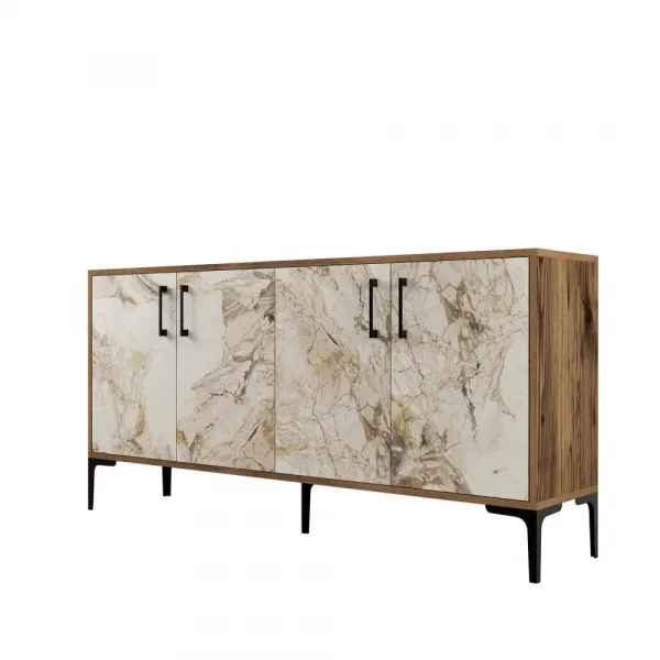 Konzolový stolík Kiev 160 - Walnut, White Marble