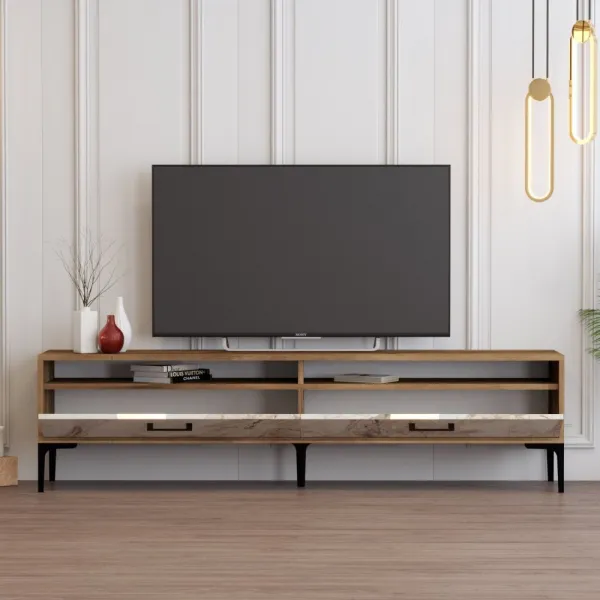 TV stolík Istanbul 2 - Walnut White Marble