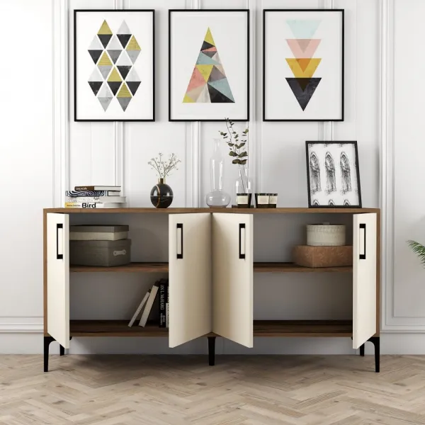 Konzolový stolík Kiev 160 - Walnut, Cream
