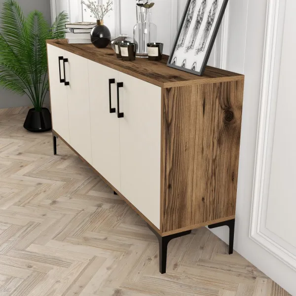 Konzolový stolík Kiev 160 - Walnut, Cream