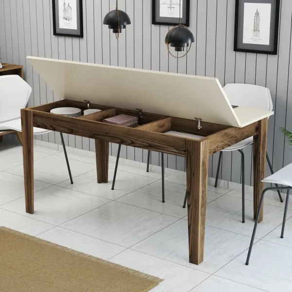 Jedálenský stôl Milan 517 - Walnut, Cream