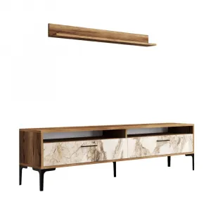 TV skrinka / Obývacia stena Istanbul - Walnut, White Marble