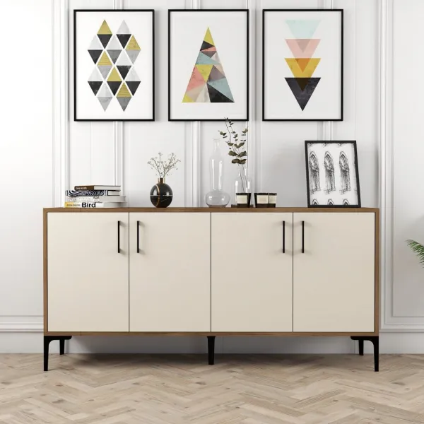 Konzolový stolík Kiev 160 - Walnut, Cream