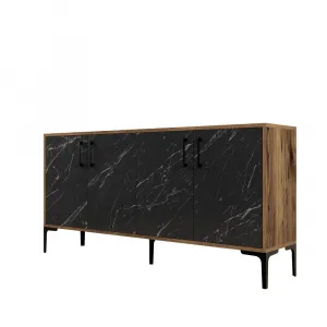 Konzolový stolík Kiev 160 - Walnut, Black Marble