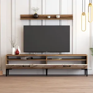 TV skrinka / Obývacia stena Istanbul - Walnut, White Marble