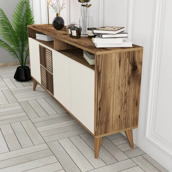 Konzolový stolík Milan 160 - Walnut, Cream