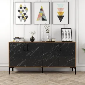 Konzolový stolík Kiev 160 - Walnut, Black Marble