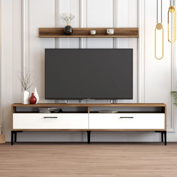 TV skrinka / Obývacia stena Istanbul - Walnut, White